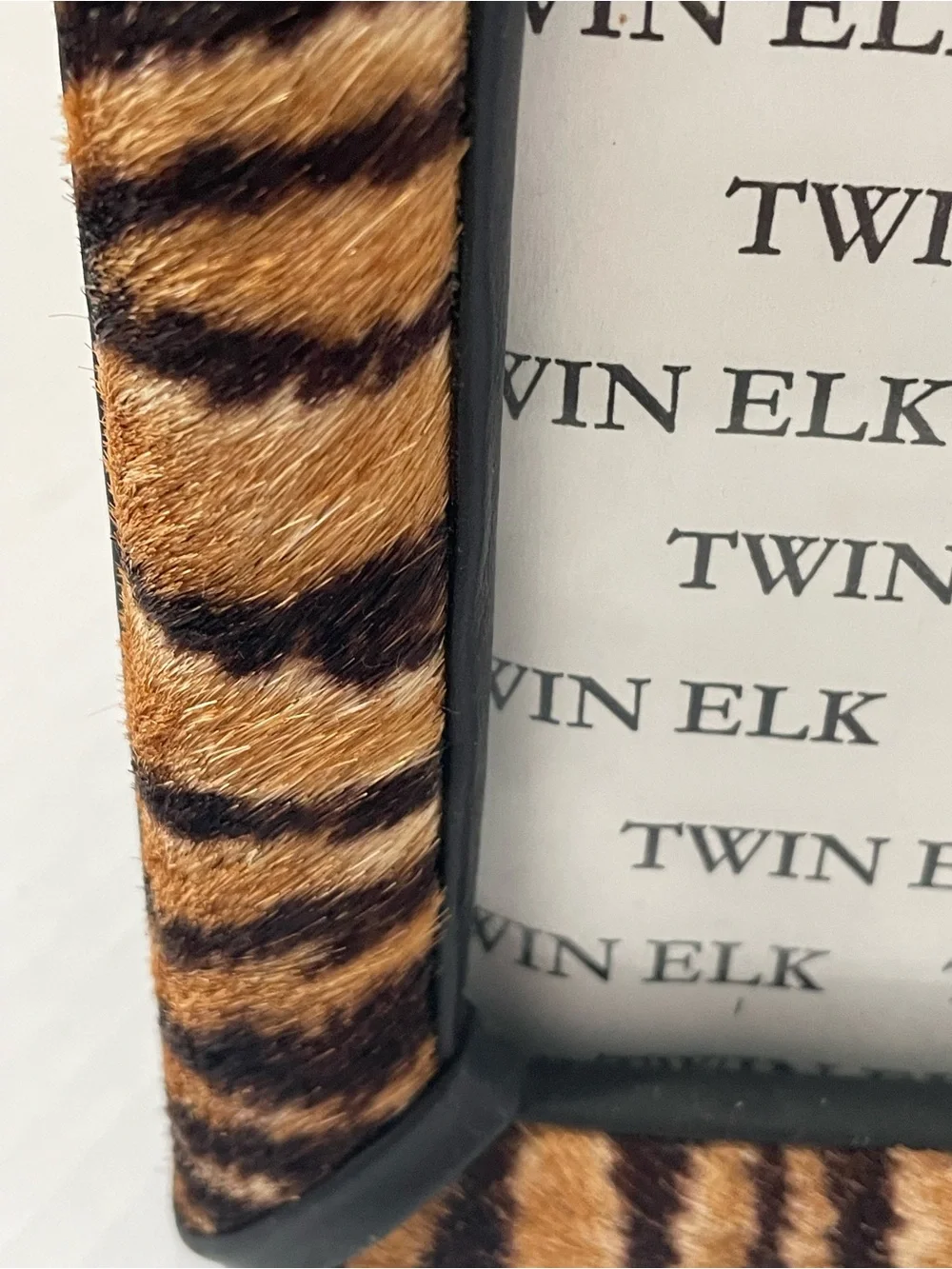 Twin Elk Faux Tiger Fur Picture Frame 4 x 6 Photo Tan Brown Retail $47 NWT